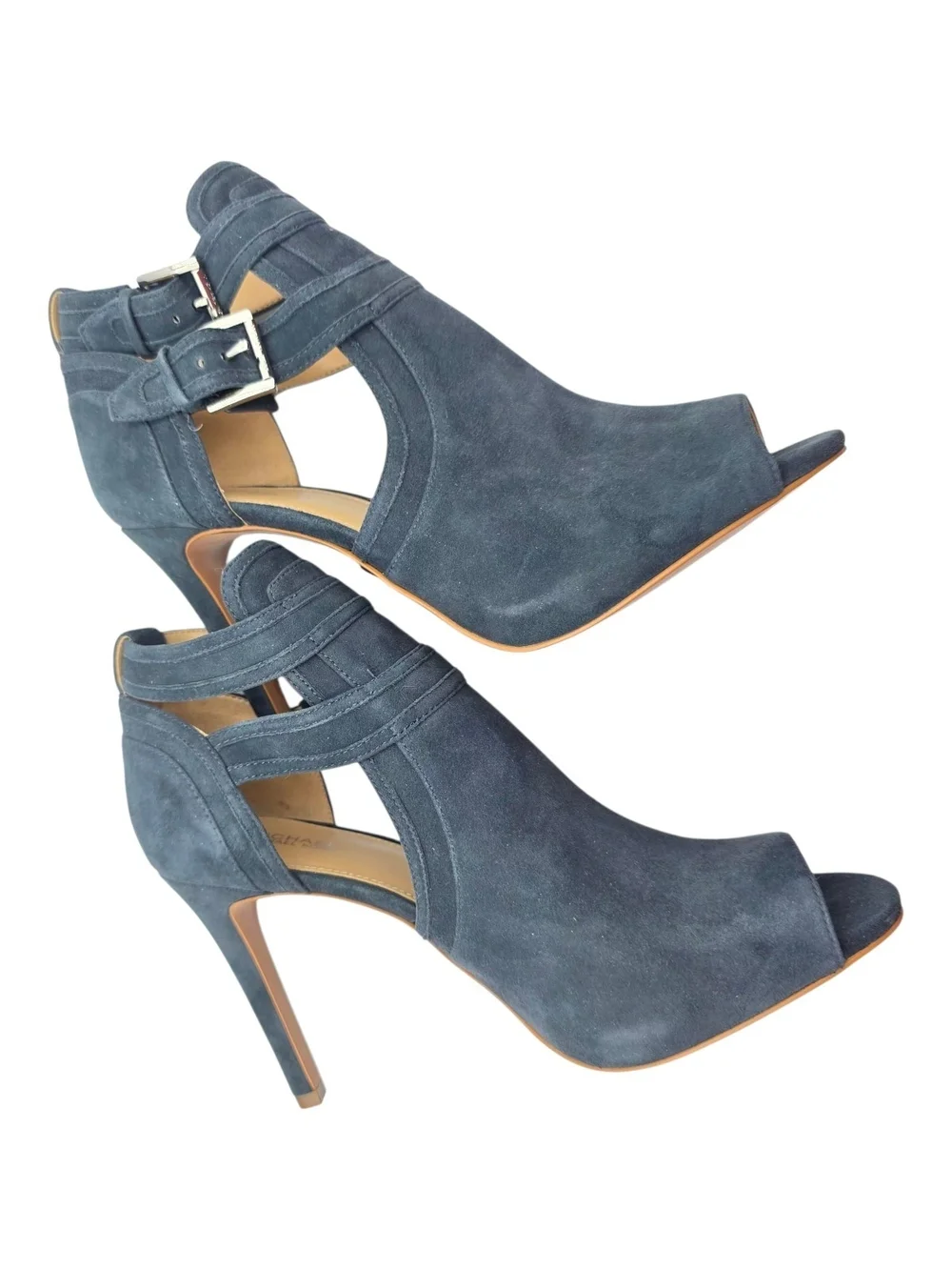 Michael Kors Navy Suede Peep Toe Booties 9.5